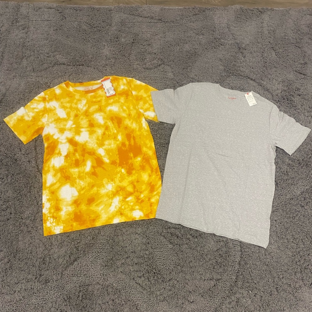 Cat & Jack Kids Yellow Tie-Dye and Gray Short Sleeve Tees-Set of 2
